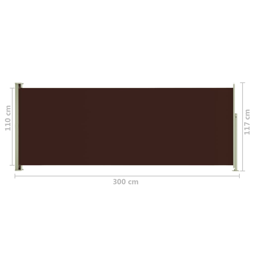Sisäänvedettävä terassin sivumarkiisi 117x300 cm ruskea - Sisustajankoti.fi