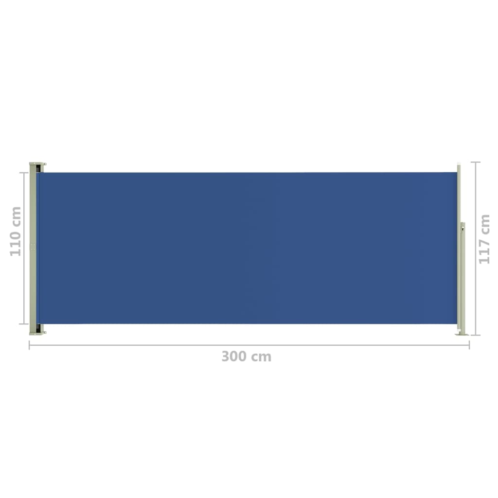Sisäänvedettävä terassin sivumarkiisi 117x300 cm sininen - Sisustajankoti.fi