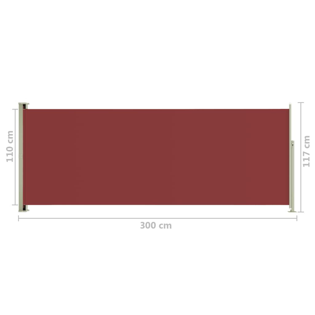 Sisäänvedettävä terassin sivumarkiisi 117x300 cm punainen - Sisustajankoti.fi
