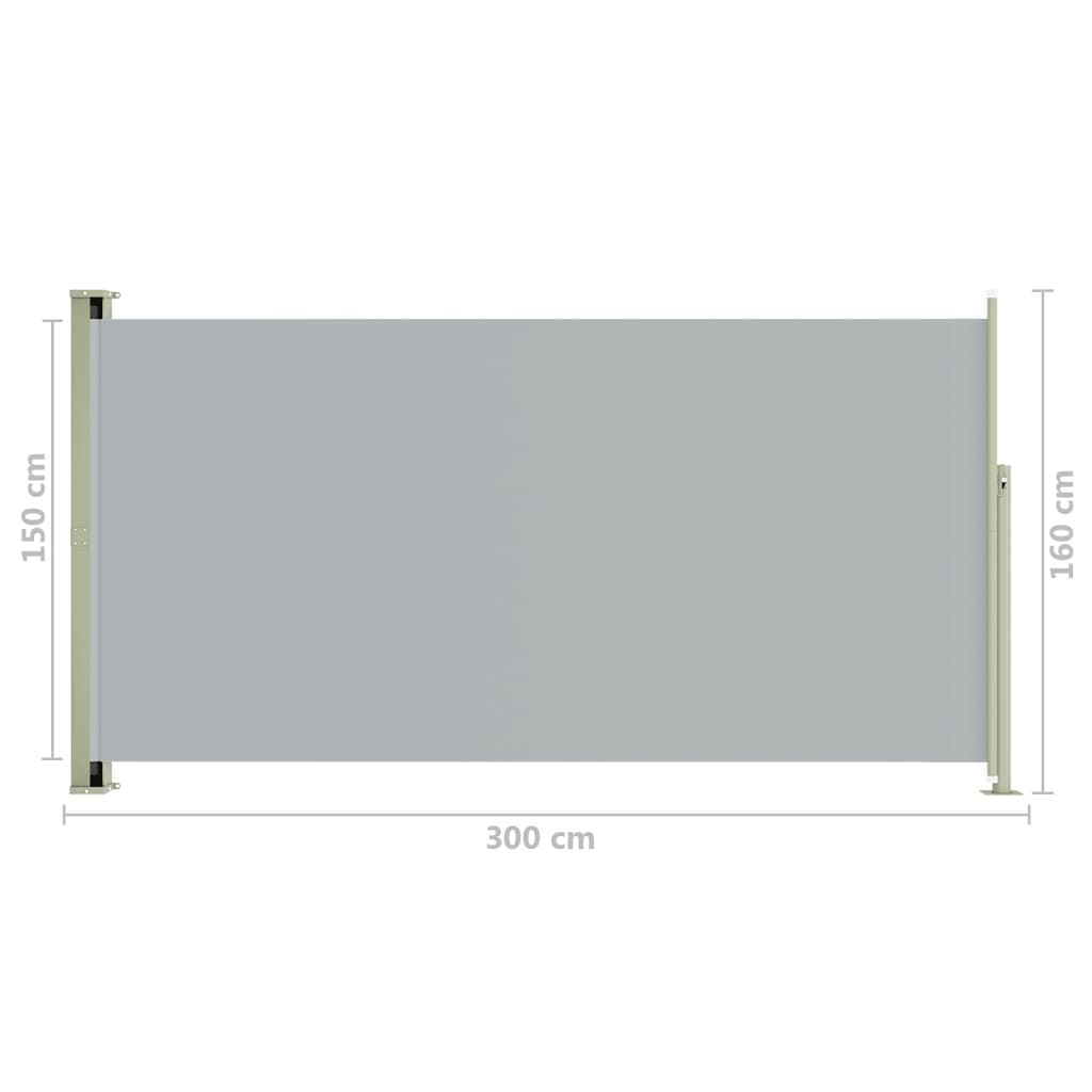Sisäänvedettävä terassin sivumarkiisi 160x300 cm harmaa - Sisustajankoti.fi