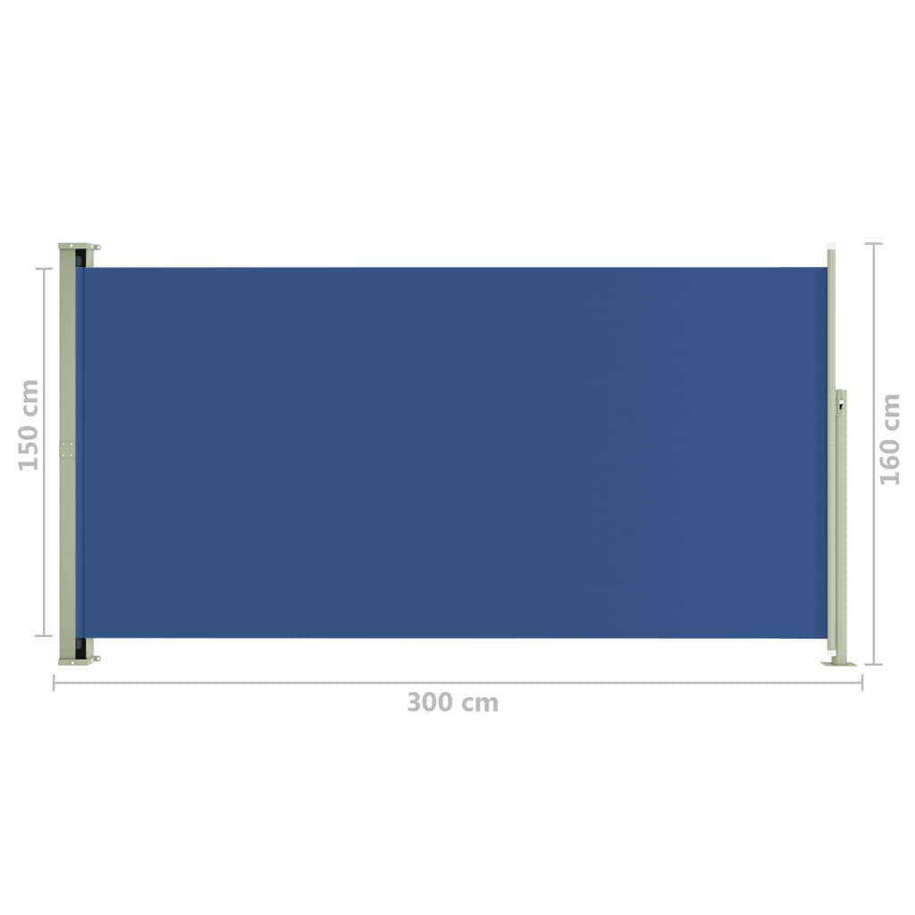 Sisäänvedettävä terassin sivumarkiisi 160x300 cm sininen - Sisustajankoti.fi