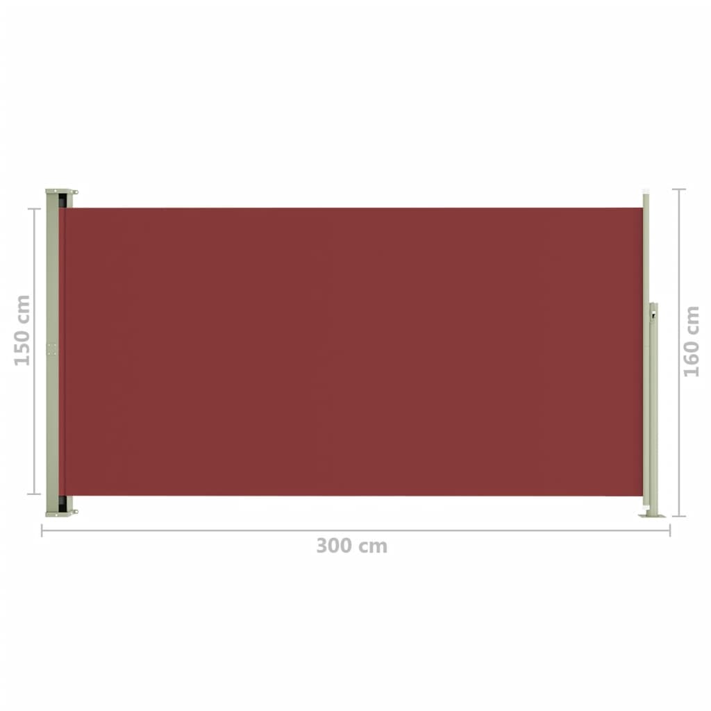 Sisäänvedettävä terassin sivumarkiisi 160x300 cm punainen - Sisustajankoti.fi