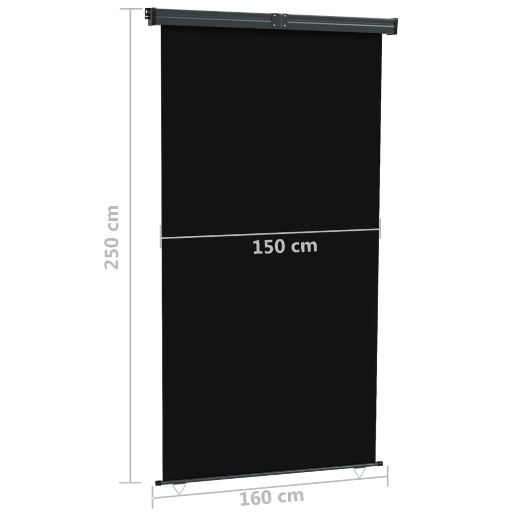 Parvekkeen sivumarkiisi 160x250 cm musta - Sisustajankoti.fi