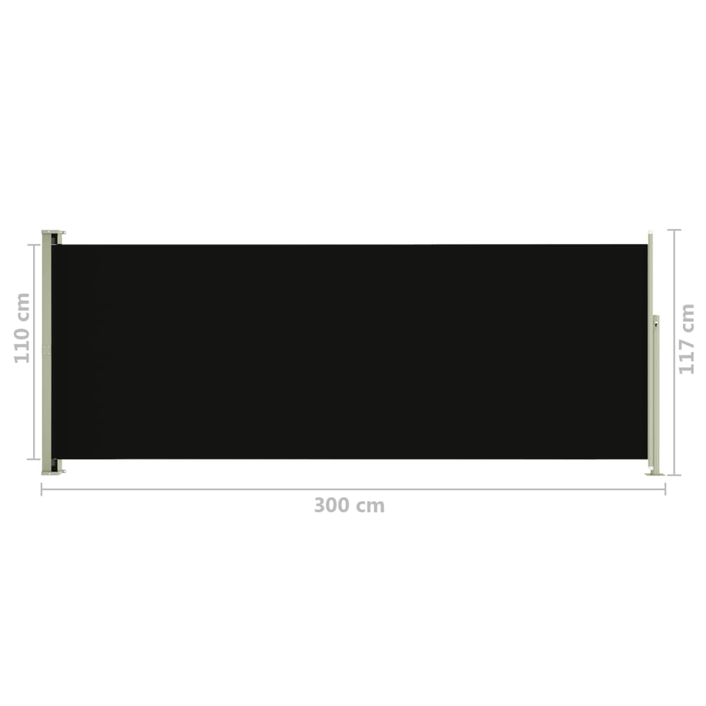 Sisäänvedettävä terassin sivumarkiisi 117x300 cm musta - Sisustajankoti.fi