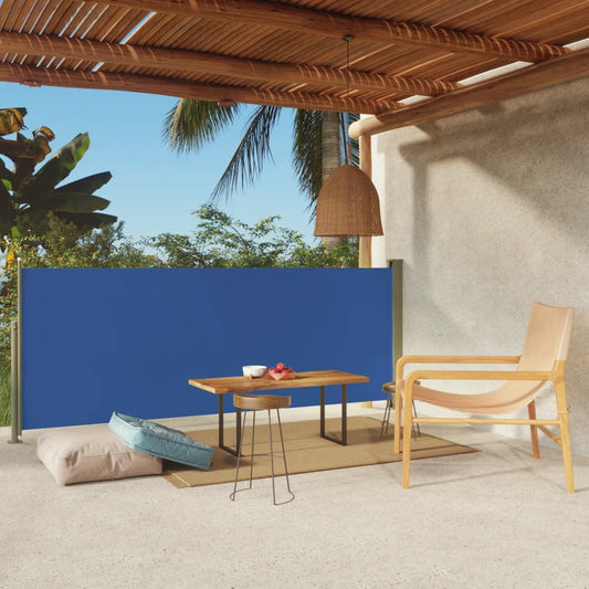 Sisäänvedettävä terassin sivumarkiisi 117x300 cm sininen - Sisustajankoti.fi