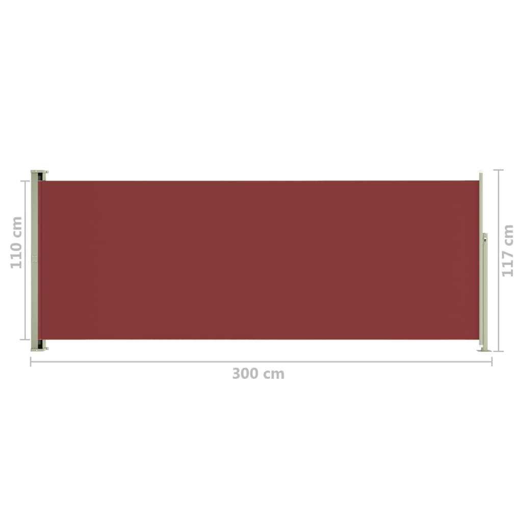 Sisäänvedettävä terassin sivumarkiisi 117x300 cm punainen - Sisustajankoti.fi