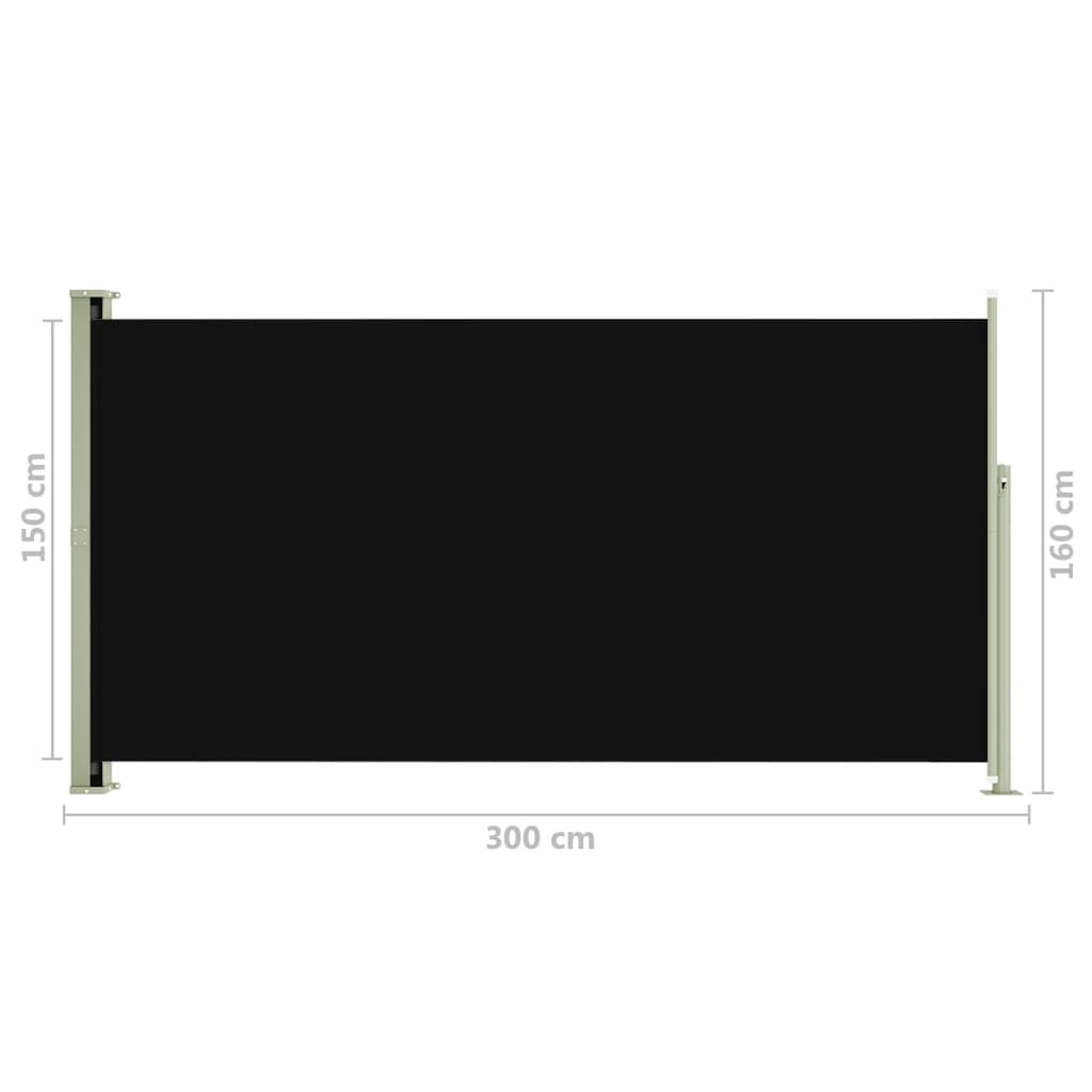 Sisäänvedettävä terassin sivumarkiisi 160x300 cm musta - Sisustajankoti.fi