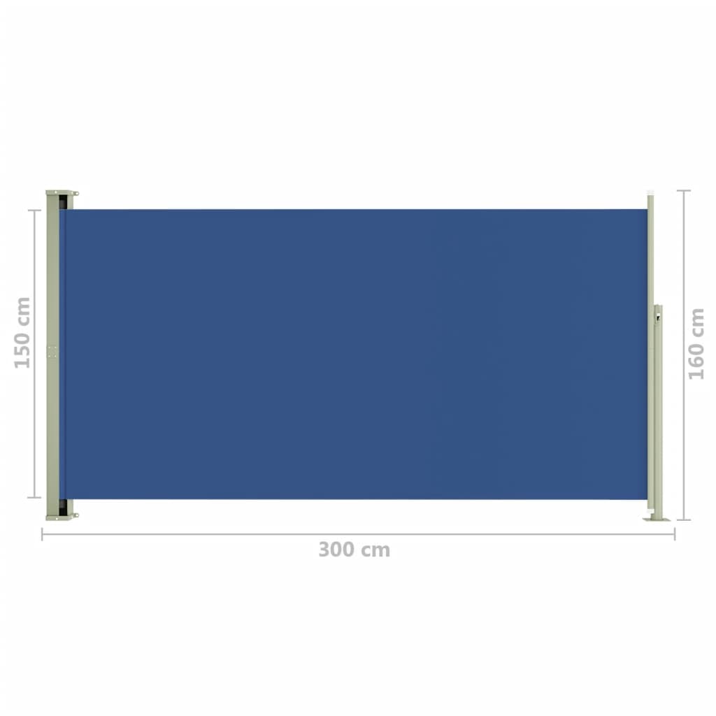 Sisäänvedettävä terassin sivumarkiisi 160x300 cm sininen - Sisustajankoti.fi
