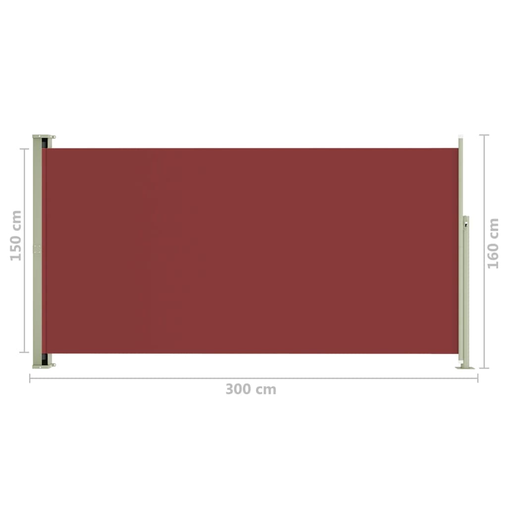Sisäänvedettävä terassin sivumarkiisi 160x300 cm punainen - Sisustajankoti.fi