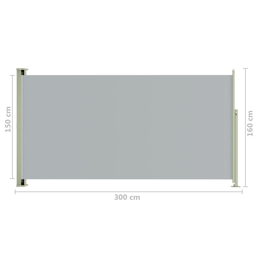 Sisäänvedettävä terassin sivumarkiisi 160x300 cm harmaa - Sisustajankoti.fi