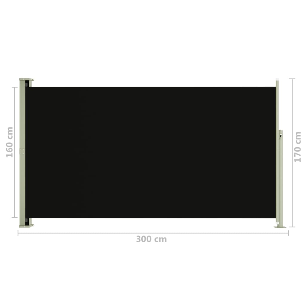 Sisäänvedettävä terassin sivumarkiisi 170x300 cm musta - Sisustajankoti.fi