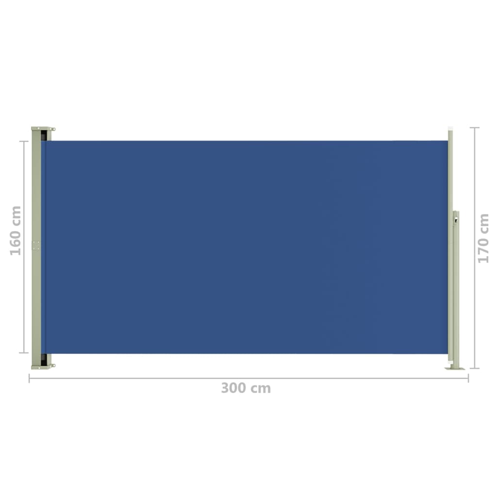 Sisäänvedettävä terassin sivumarkiisi 170x300 cm sininen - Sisustajankoti.fi