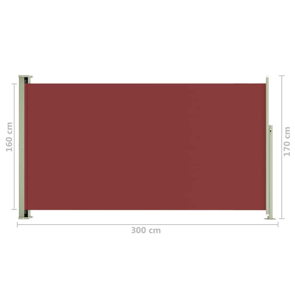 Sisäänvedettävä terassin sivumarkiisi 170x300 cm punainen - Sisustajankoti.fi