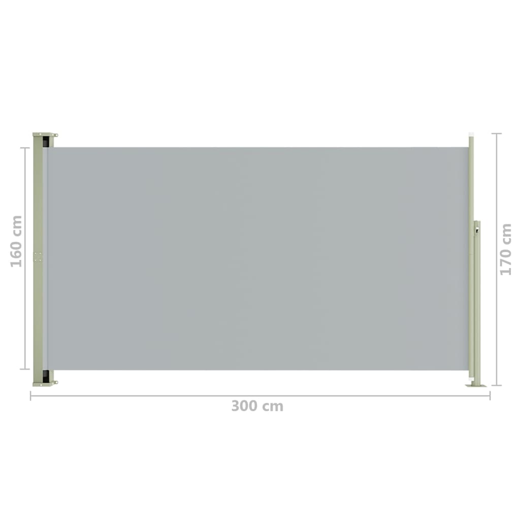 Sisäänvedettävä terassin sivumarkiisi 170x300 cm harmaa - Sisustajankoti.fi