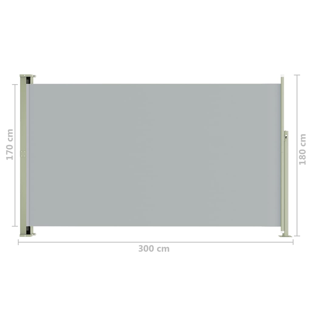 Sisäänvedettävä terassin sivumarkiisi 180x300 cm harmaa - Sisustajankoti.fi