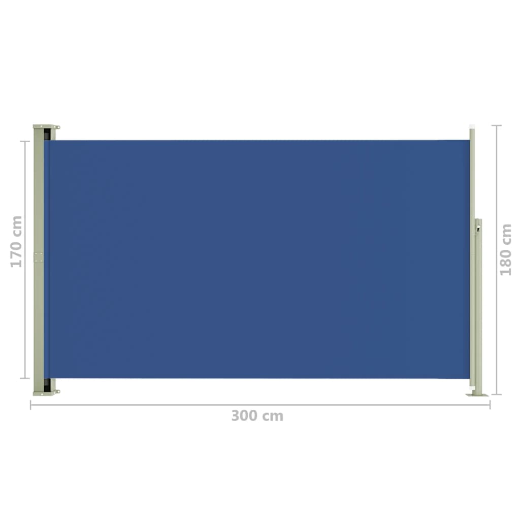 Sisäänvedettävä terassin sivumarkiisi 180x300 cm sininen - Sisustajankoti.fi