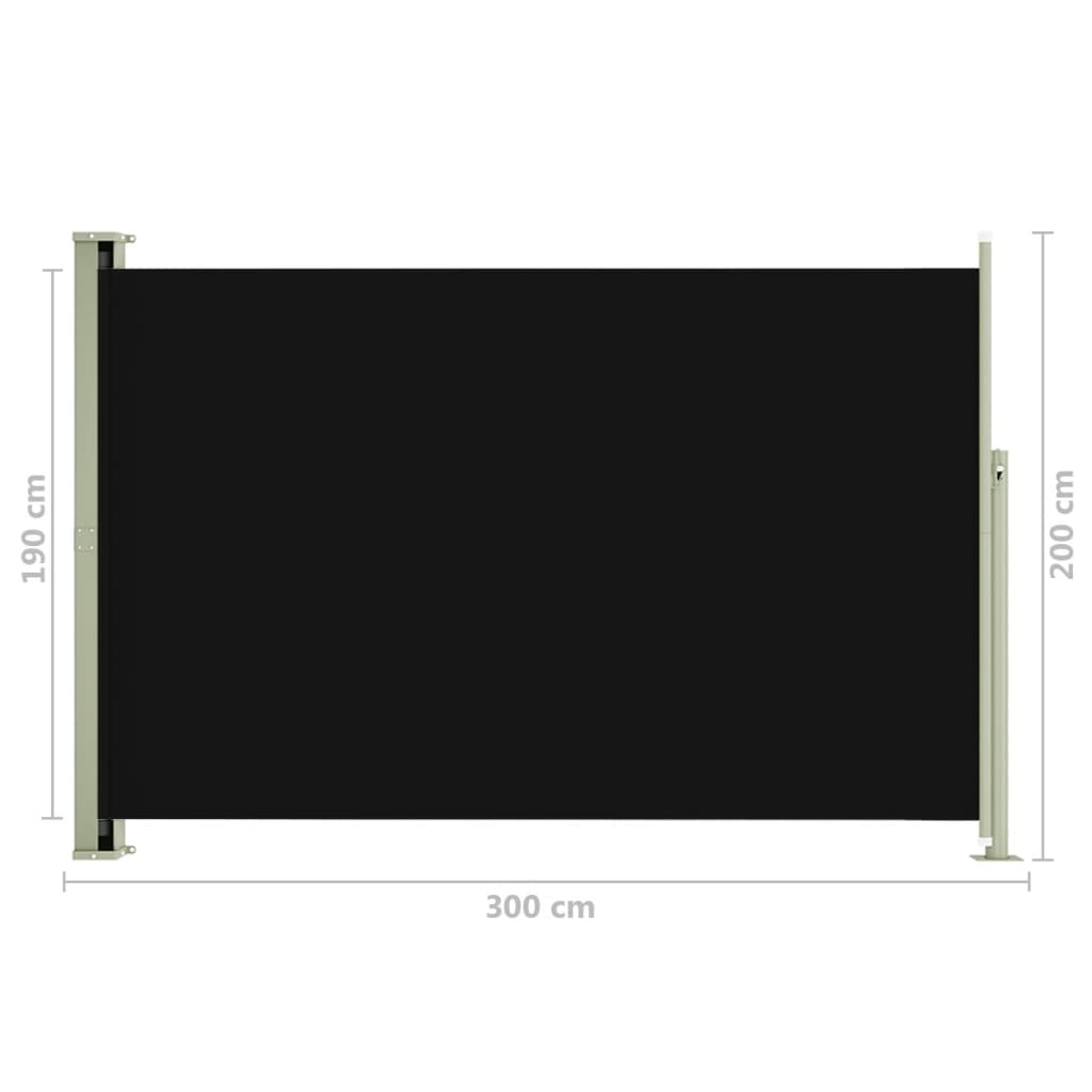 Sisäänvedettävä terassin sivumarkiisi 200x300 cm musta - Sisustajankoti.fi