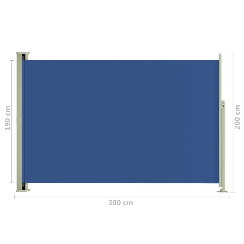 Sisäänvedettävä terassin sivumarkiisi 200x300 cm sininen - Sisustajankoti.fi