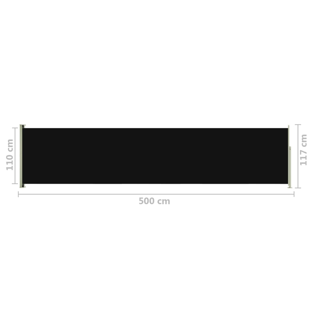 Sisäänvedettävä terassin sivumarkiisi 117x500 cm musta - Sisustajankoti.fi