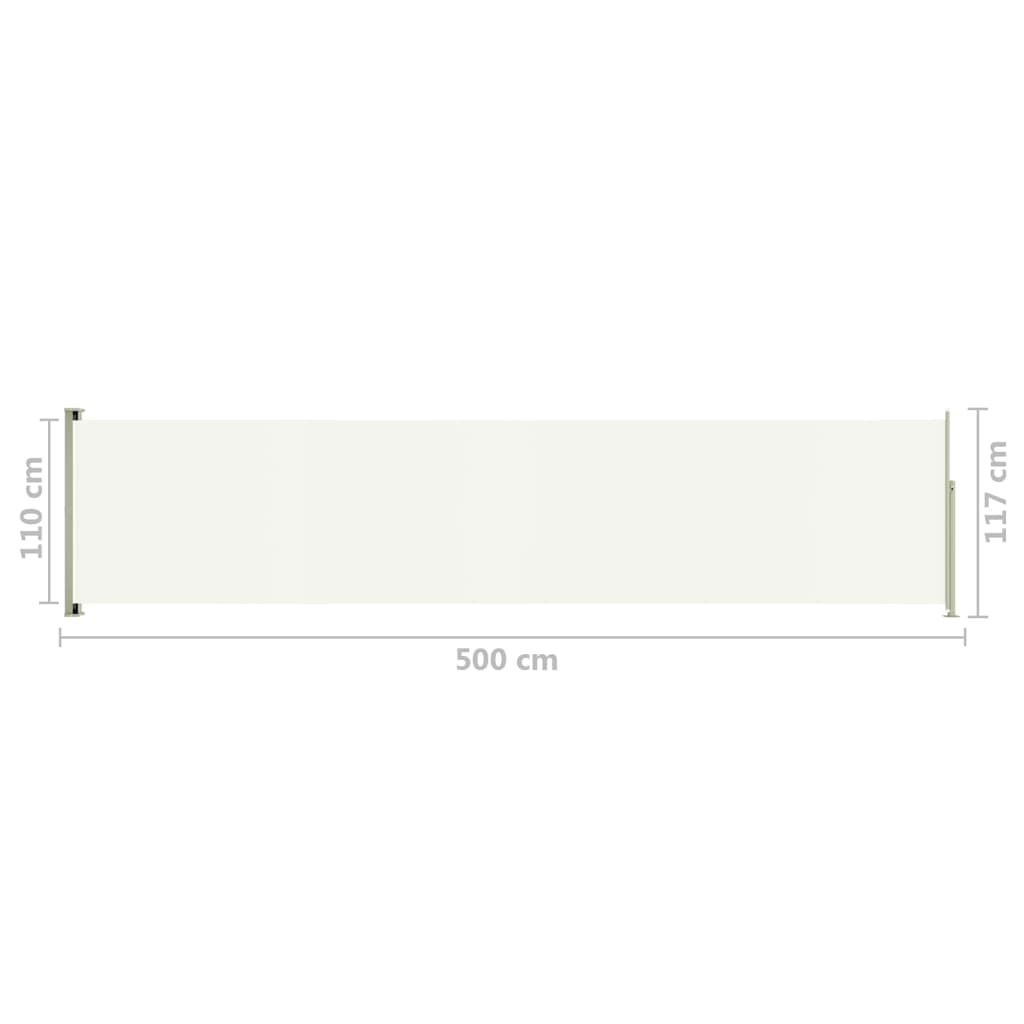 Sisäänvedettävä terassin sivumarkiisi 117x500 cm kerma - Sisustajankoti.fi