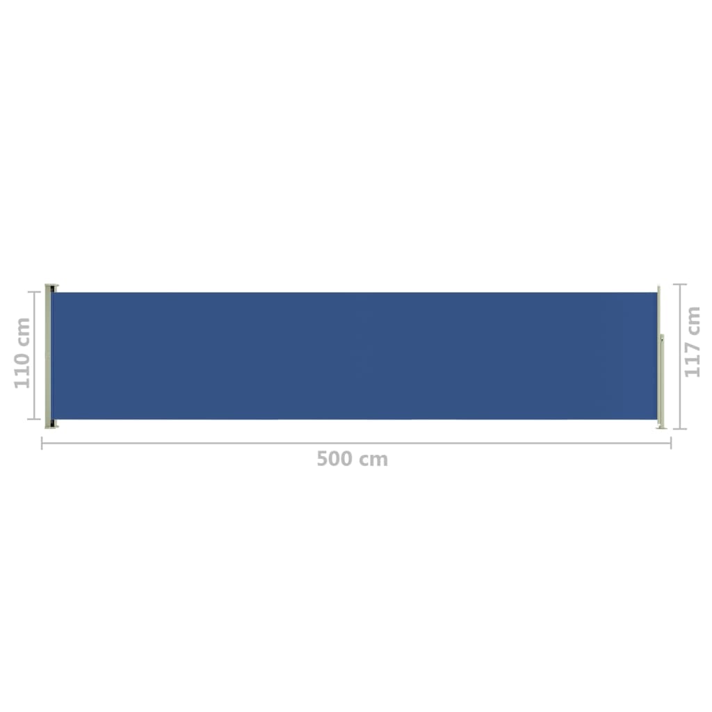 Sisäänvedettävä terassin sivumarkiisi 117x500 cm sininen - Sisustajankoti.fi