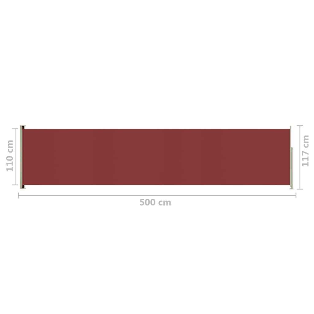 Sisäänvedettävä terassin sivumarkiisi 117x500 cm punainen - Sisustajankoti.fi