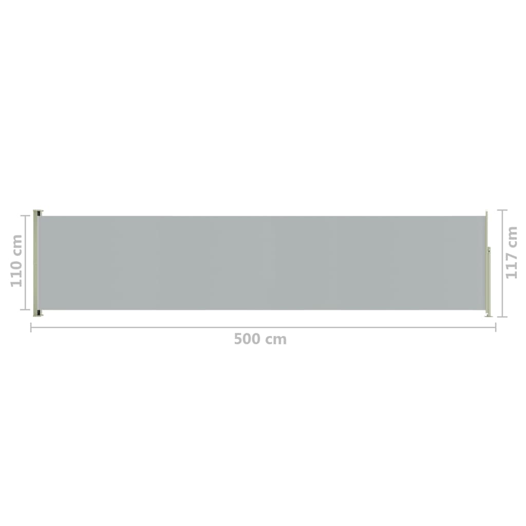 Sisäänvedettävä terassin sivumarkiisi 117x500 cm harmaa - Sisustajankoti.fi