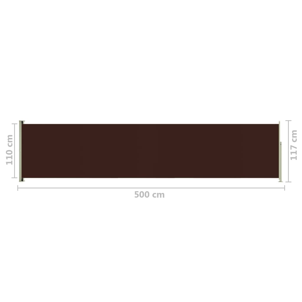 Sisäänvedettävä terassin sivumarkiisi 117x500 cm ruskea - Sisustajankoti.fi