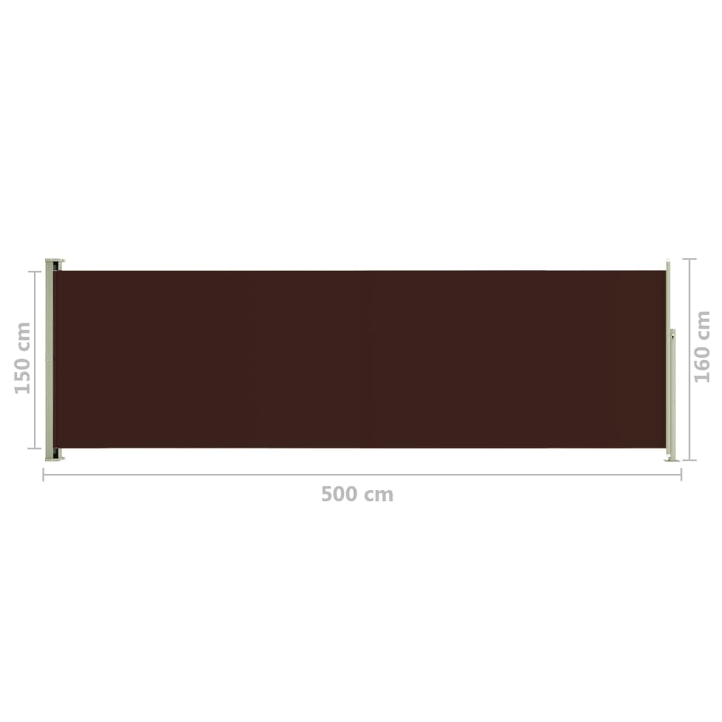 Sisäänvedettävä terassin sivumarkiisi 160x500 cm ruskea - Sisustajankoti.fi