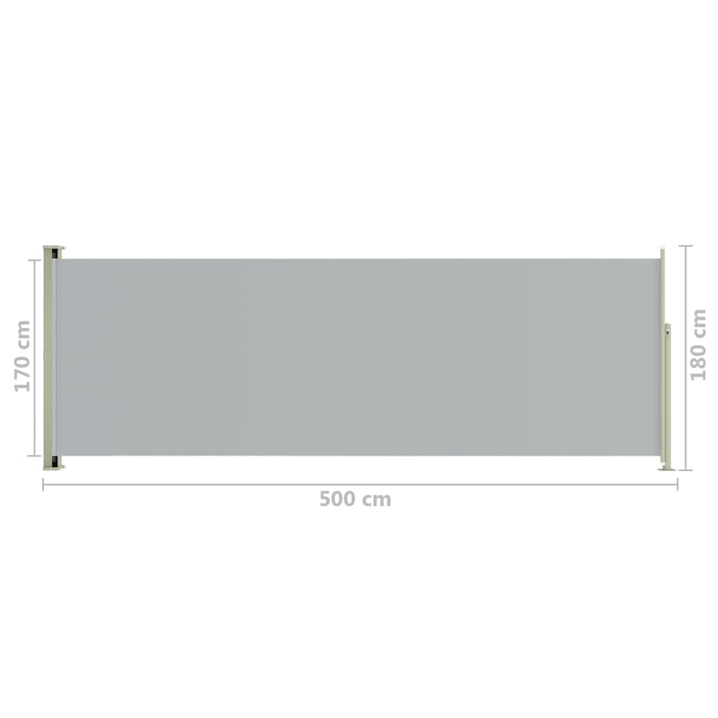 Sisäänvedettävä terassin sivumarkiisi 180x500 cm harmaa - Sisustajankoti.fi