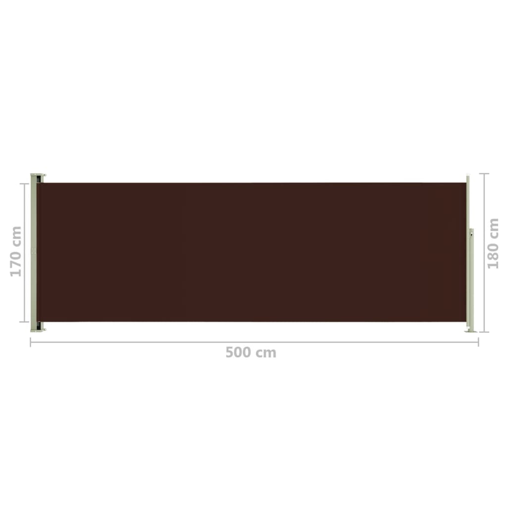 Sisäänvedettävä terassin sivumarkiisi 180x500 cm ruskea - Sisustajankoti.fi