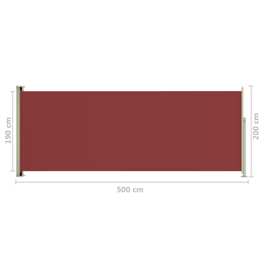 Sisäänvedettävä terassin sivumarkiisi 200x500 cm punainen - Sisustajankoti.fi