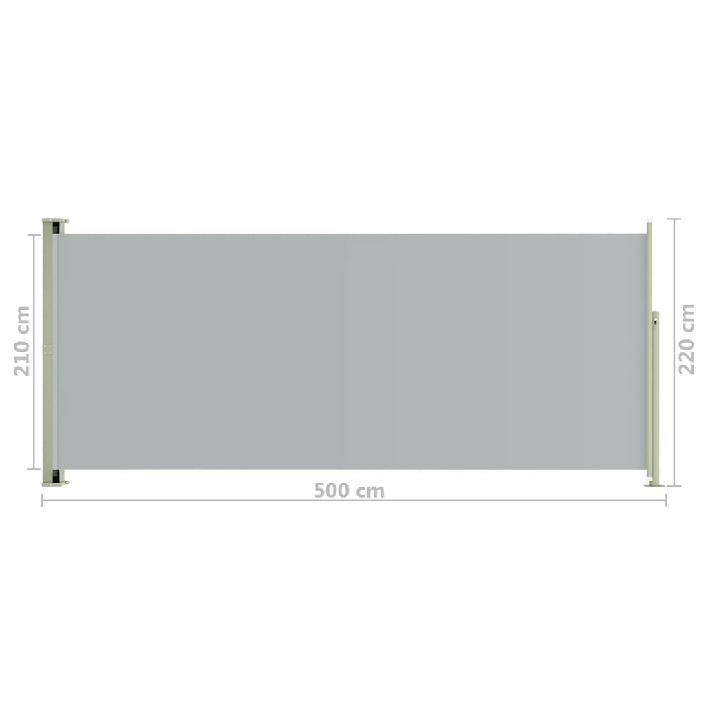 Sisäänvedettävä terassin sivumarkiisi 220x500 cm harmaa - Sisustajankoti.fi