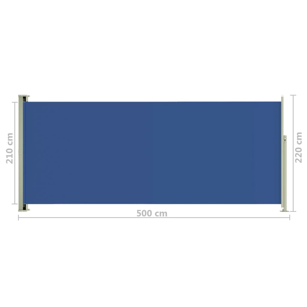 Sisäänvedettävä terassin sivumarkiisi 220x500 cm sininen - Sisustajankoti.fi