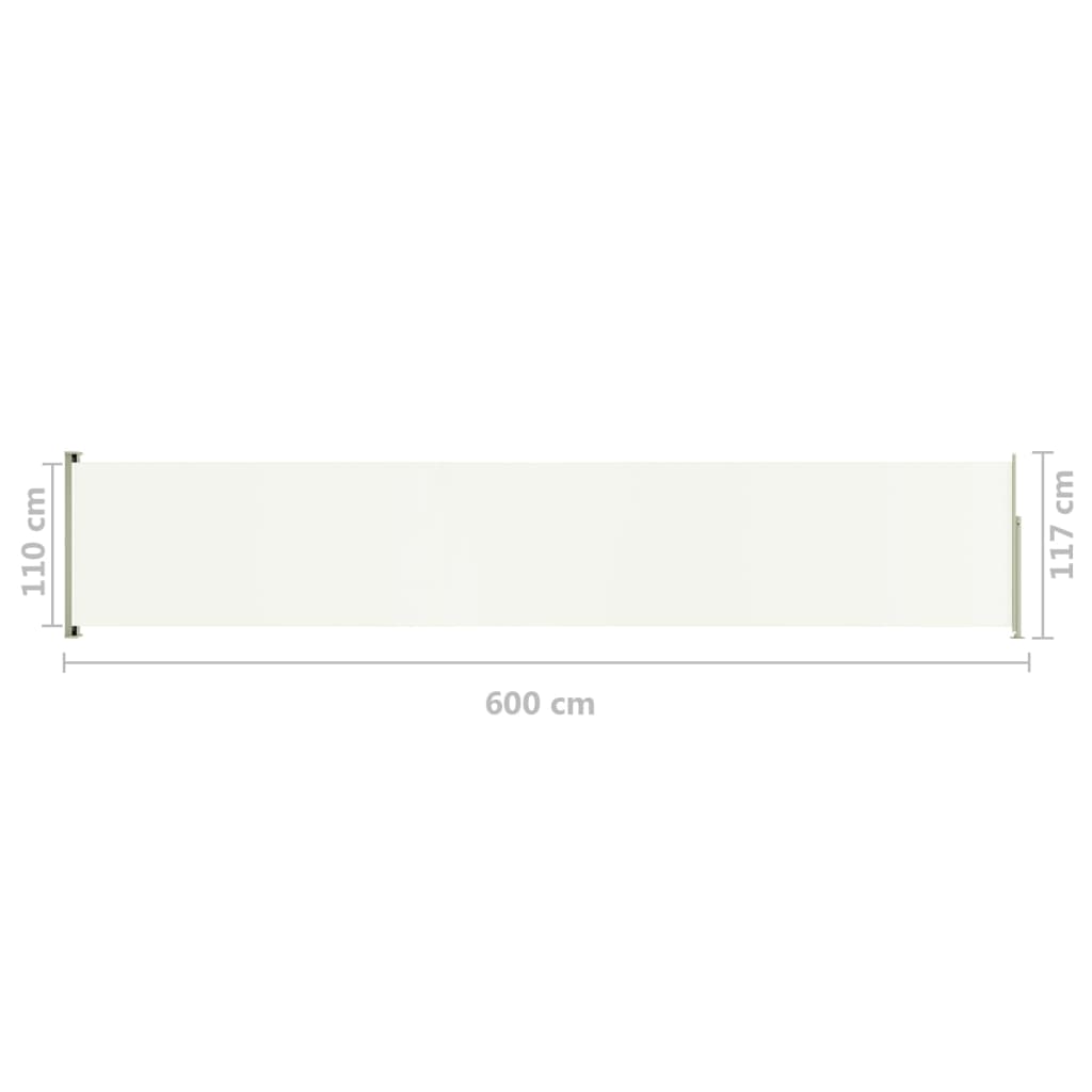 Sisäänvedettävä terassin sivumarkiisi 117x600 cm kerma - Sisustajankoti.fi