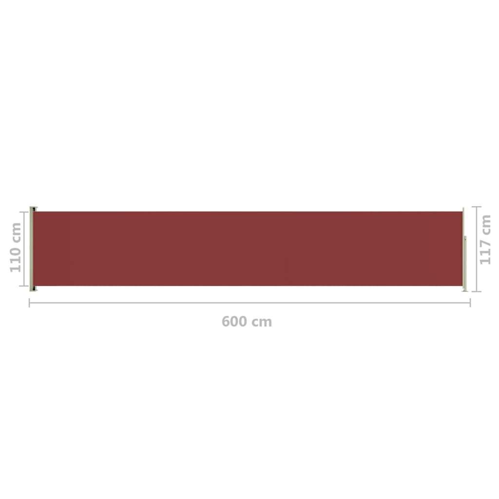 Sisäänvedettävä terassin sivumarkiisi 117x600 cm punainen - Sisustajankoti.fi