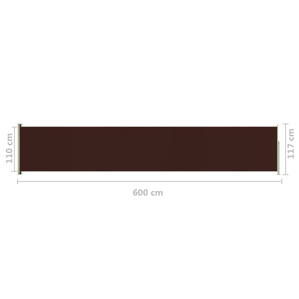 Sisäänvedettävä terassin sivumarkiisi 117x600 cm ruskea - Sisustajankoti.fi