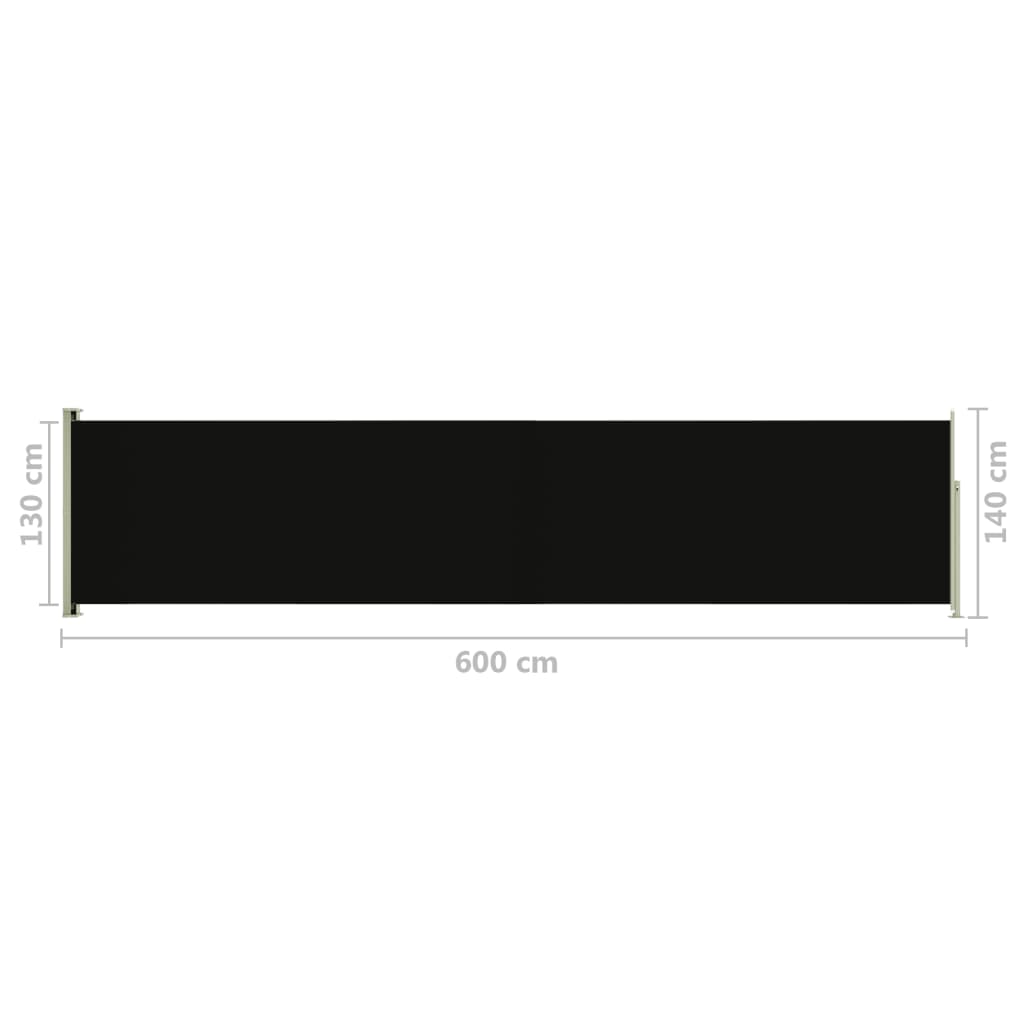 Sisäänvedettävä terassin sivumarkiisi 140x600 cm musta - Sisustajankoti.fi