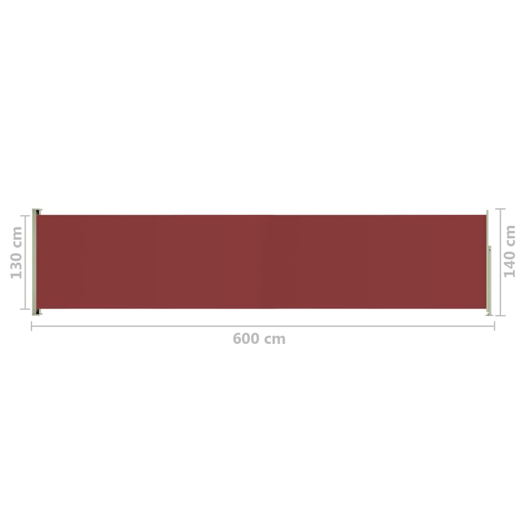 Sisäänvedettävä terassin sivumarkiisi 140x600 cm punainen - Sisustajankoti.fi