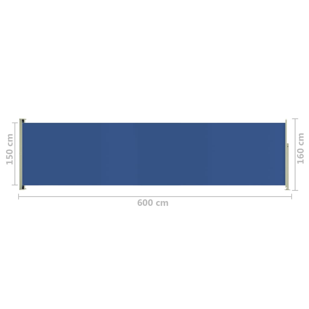 Sisäänvedettävä terassin sivumarkiisi 160x600 cm sininen - Sisustajankoti.fi