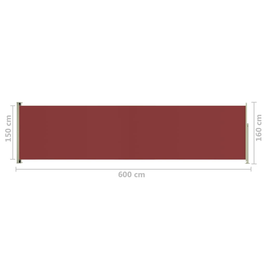 Sisäänvedettävä terassin sivumarkiisi 160x600 cm punainen - Sisustajankoti.fi