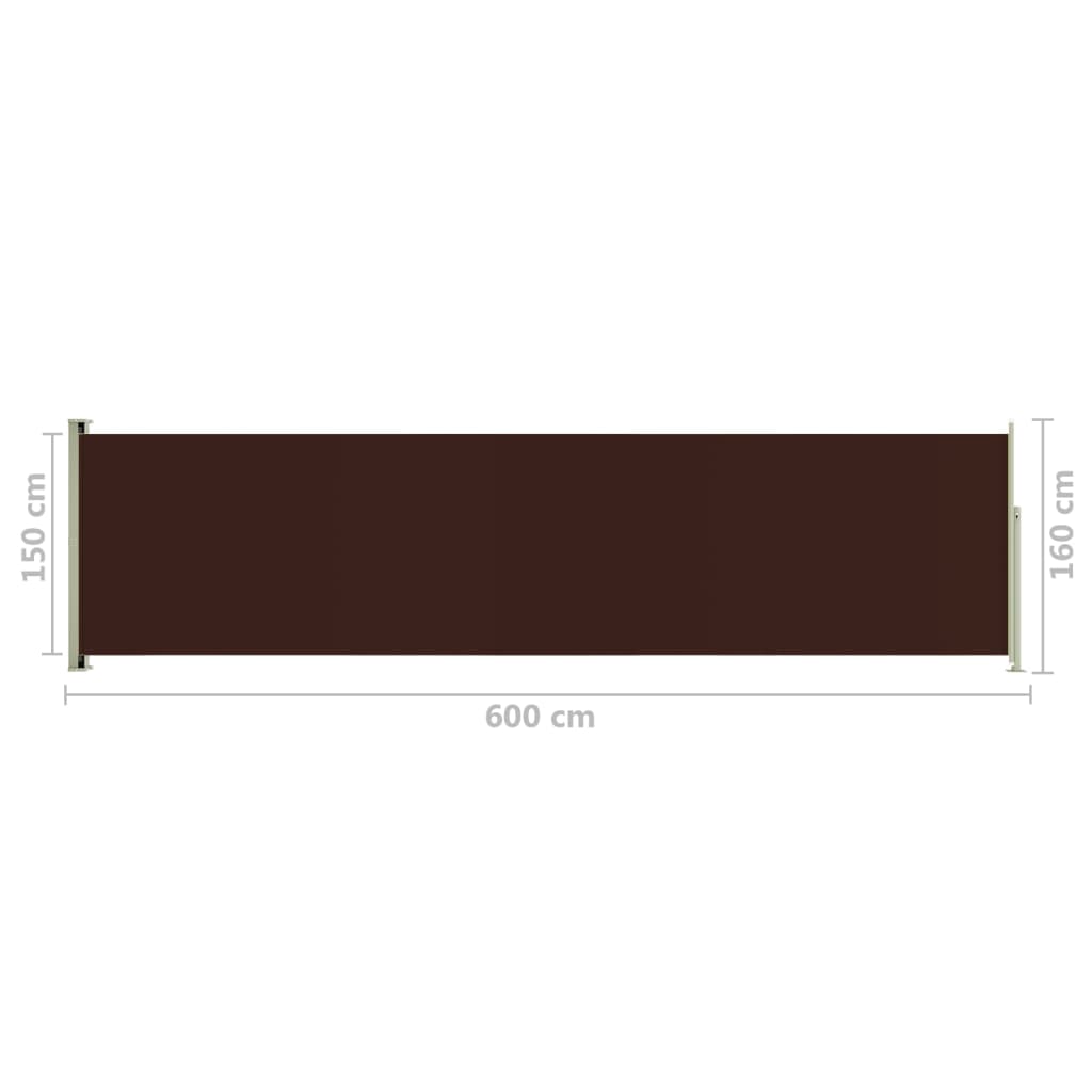 Sisäänvedettävä terassin sivumarkiisi 160x600 cm ruskea - Sisustajankoti.fi