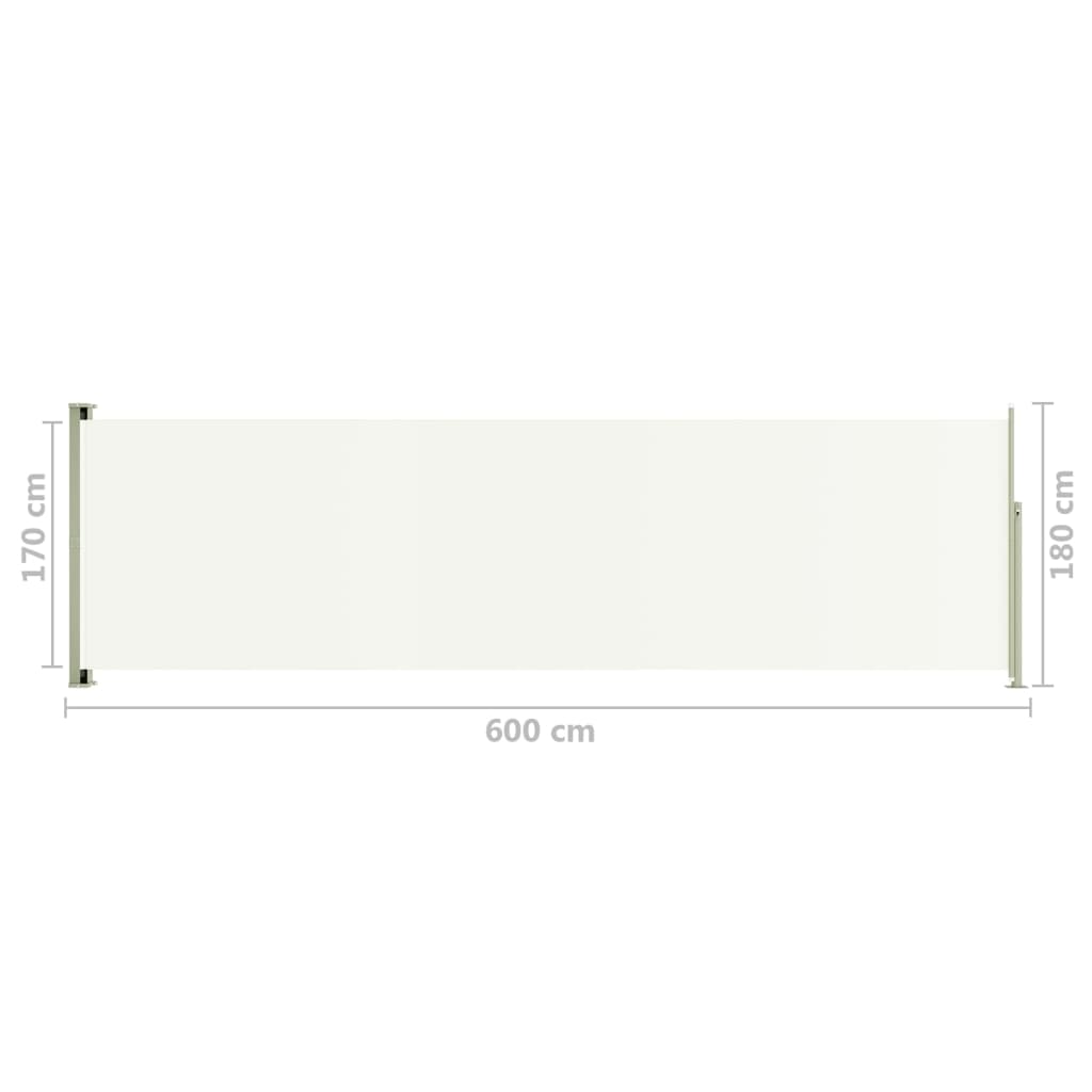 Terassin sisäänvedettävä sivumarkiisi 180x600 cm kerma - Sisustajankoti.fi