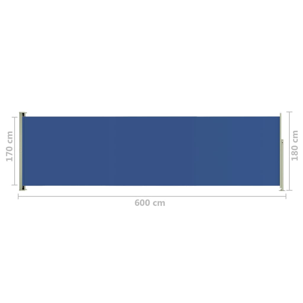 Sisäänvedettävä terassin sivumarkiisi 180x600 cm sininen - Sisustajankoti.fi