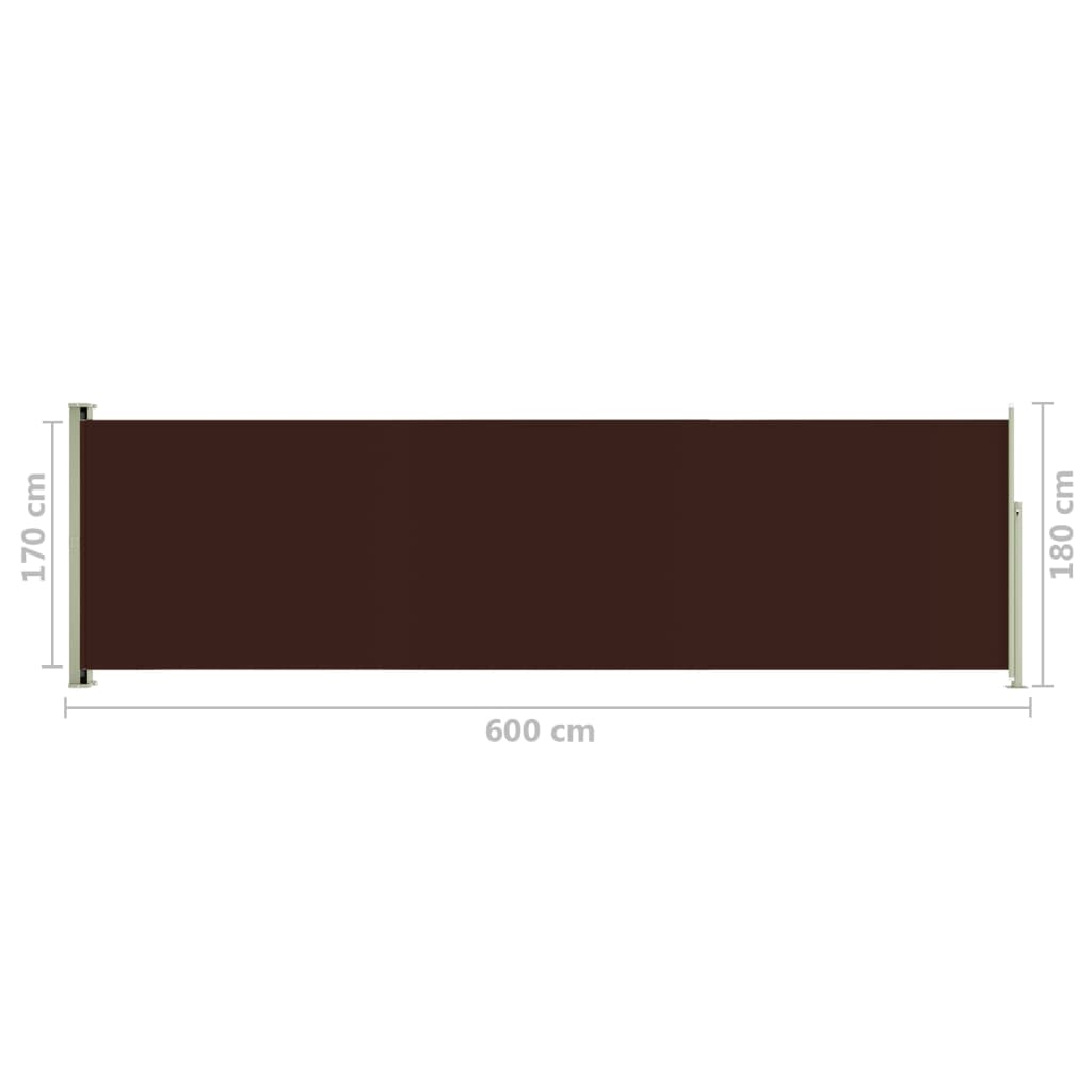 Terassin sisäänvedettävä sivumarkiisi 180x600 cm ruskea - Sisustajankoti.fi