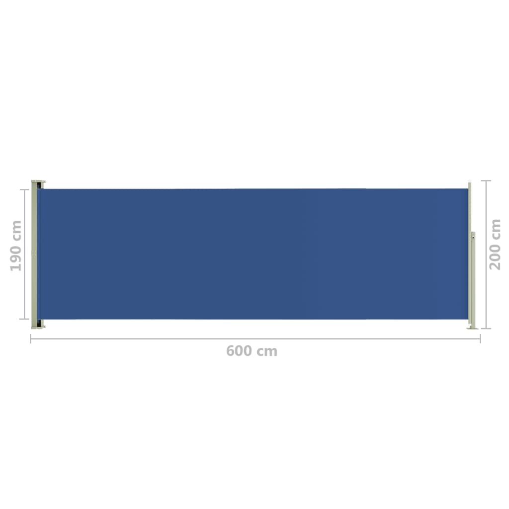 Sisäänvedettävä terassin sivumarkiisi 200x600 cm sininen - Sisustajankoti.fi