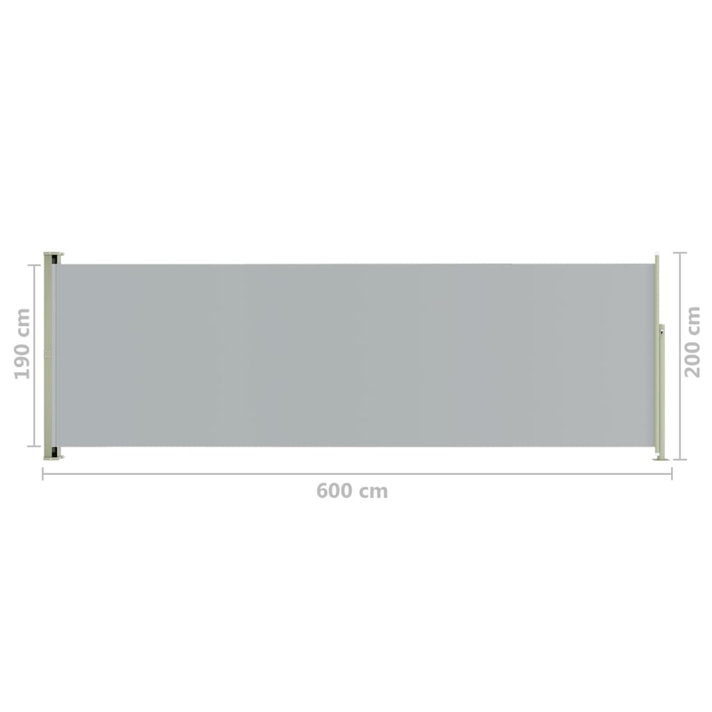Terassin sisäänvedettävä sivumarkiisi 200x600 cm harmaa - Sisustajankoti.fi