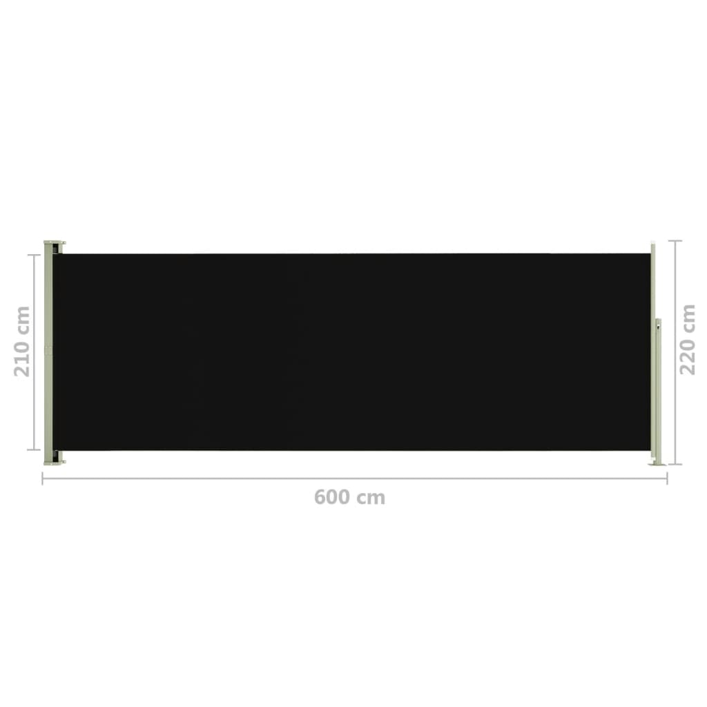 Sisäänvedettävä terassin sivumarkiisi 220x600 cm musta - Sisustajankoti.fi