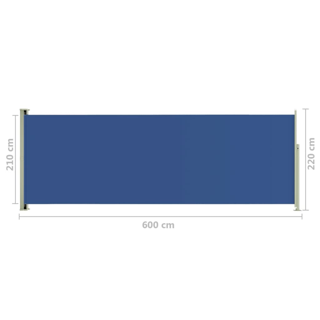 Sisäänvedettävä terassin sivumarkiisi 220x600 cm sininen - Sisustajankoti.fi