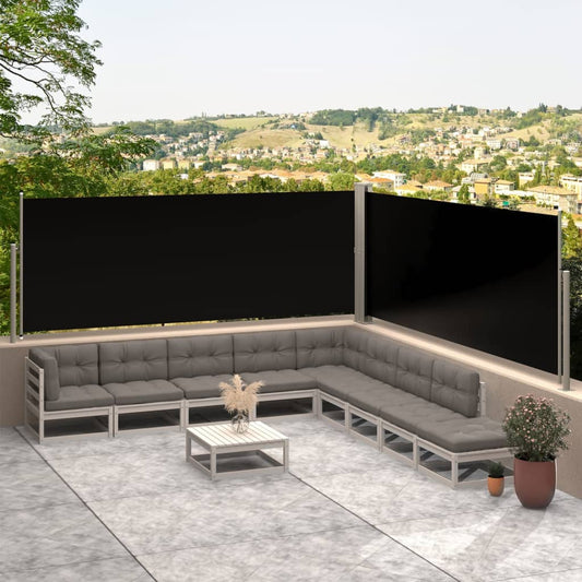 Sisäänvedettävä sivumarkiisi musta 117x600 cm - Sisustajankoti.fi